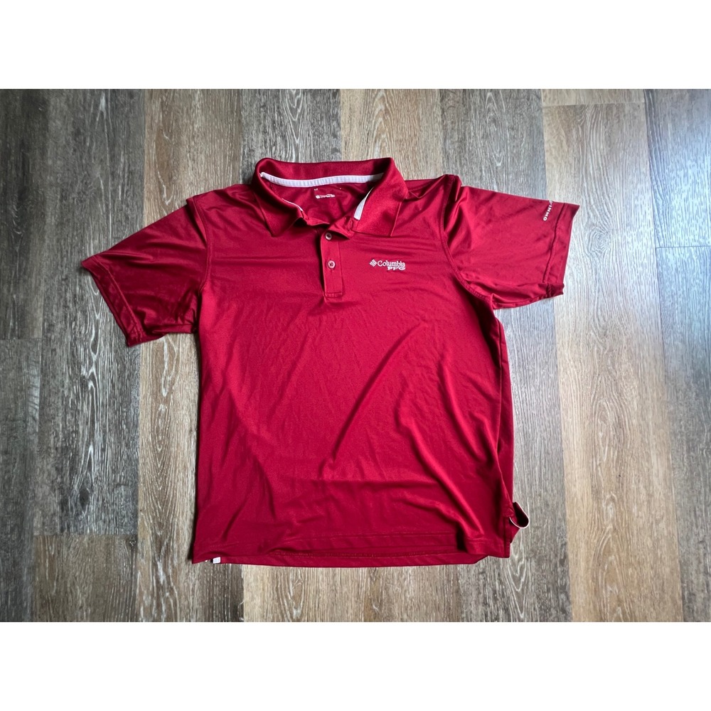 Columbia PFG Polo Shirt‎ Mens XL Red Short Sleeve Omni-Shade Performance Top